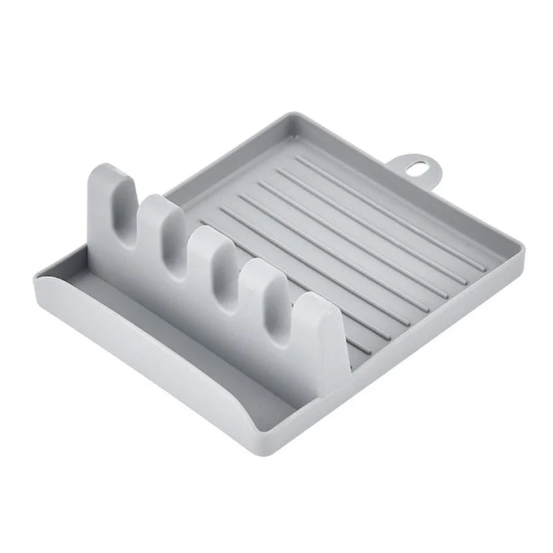 Kitchen Spoon Holders Fork Spatula Rack Shelf Organizer Plastic Chopsticks Holder Non-slip Spoons Pad