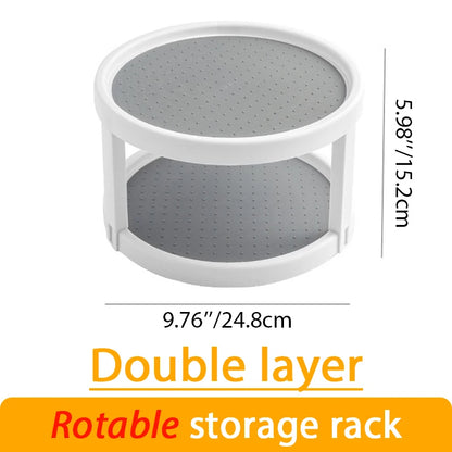 2 Tier 10" Turntable Spice Organizer Rotating Seasoning Rack for Pantry Cabinet Kitchen Countertop Table Top Organizing