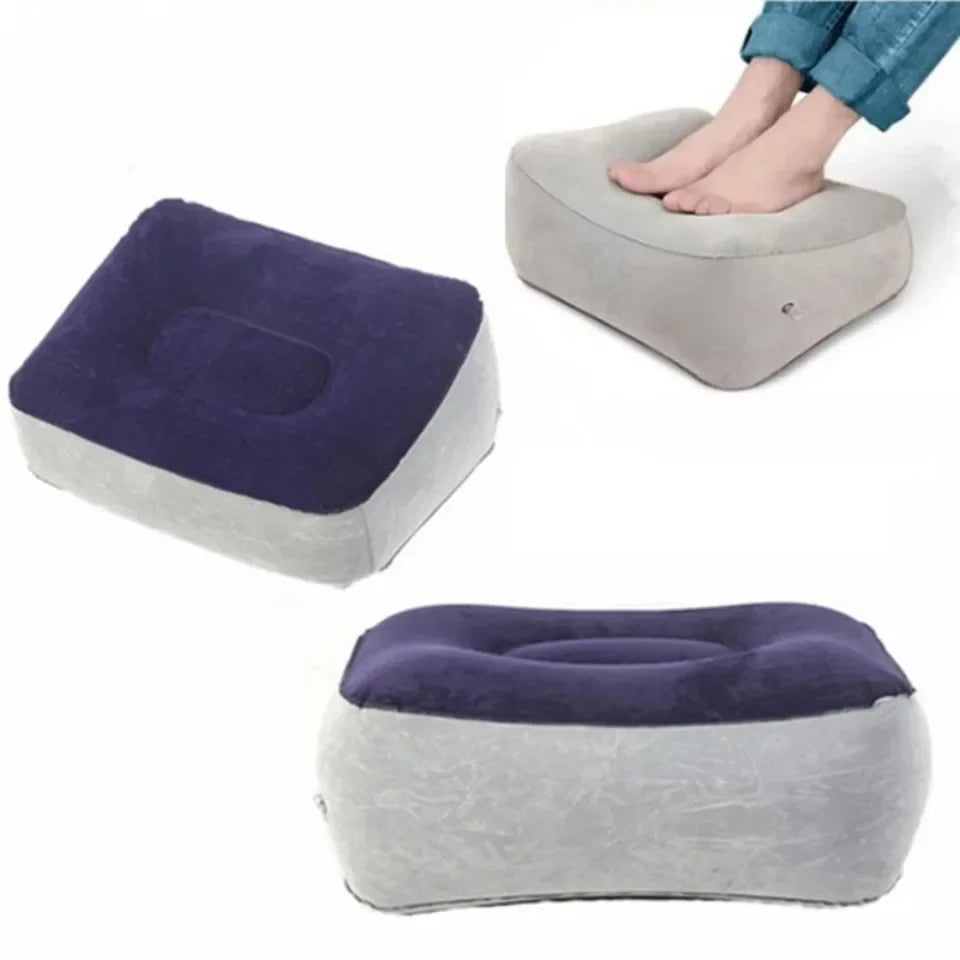 Inflatable PVC Footrest Pillow Air Cushion for Travel Office Home Leg Up Relaxing Foot Rest Under Desk Support