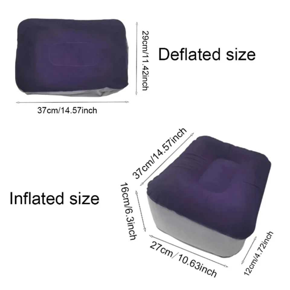 Inflatable PVC Footrest Pillow Air Cushion for Travel Office Home Leg Up Relaxing Foot Rest Under Desk Support